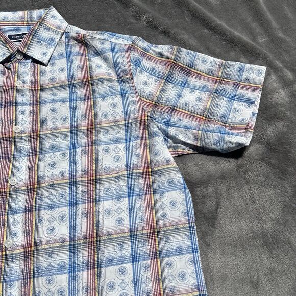 Club Room Shirt Mens Small Short Sleeve Blue Geometric Print Minimal To No Wear - Picture 3 of 9